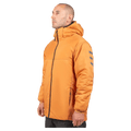 Endeavor Aeroshield Insulated Snowboard Jacket in cane with a hood and arm stripes, side profile view.