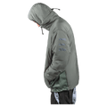Moss green Endeavor Aeroshield insulated snowboard jacket with hood and reflective arm stripes, side profile view.