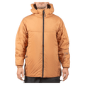 Walnut Endeavor Aeroshield Insulated Snowboard Jacket with a black front zipper and hood, shown on a person.