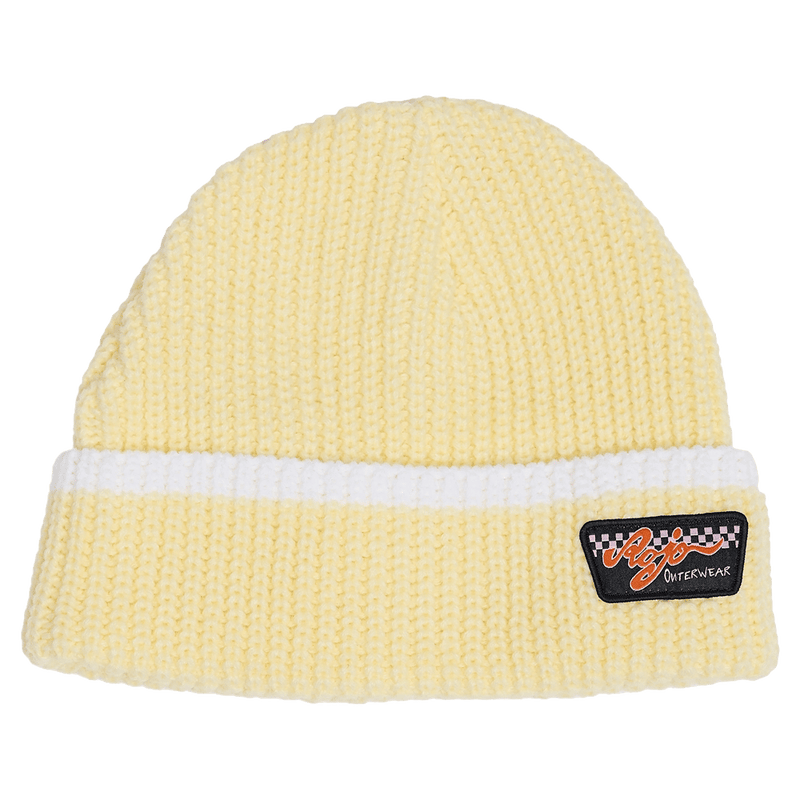 Front view of Rojo Ezy Beanie - Womens in Wax Yellow