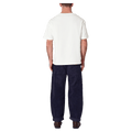 Back view of man in the Rollas Ezy Classic Tee in Colour Vintage White