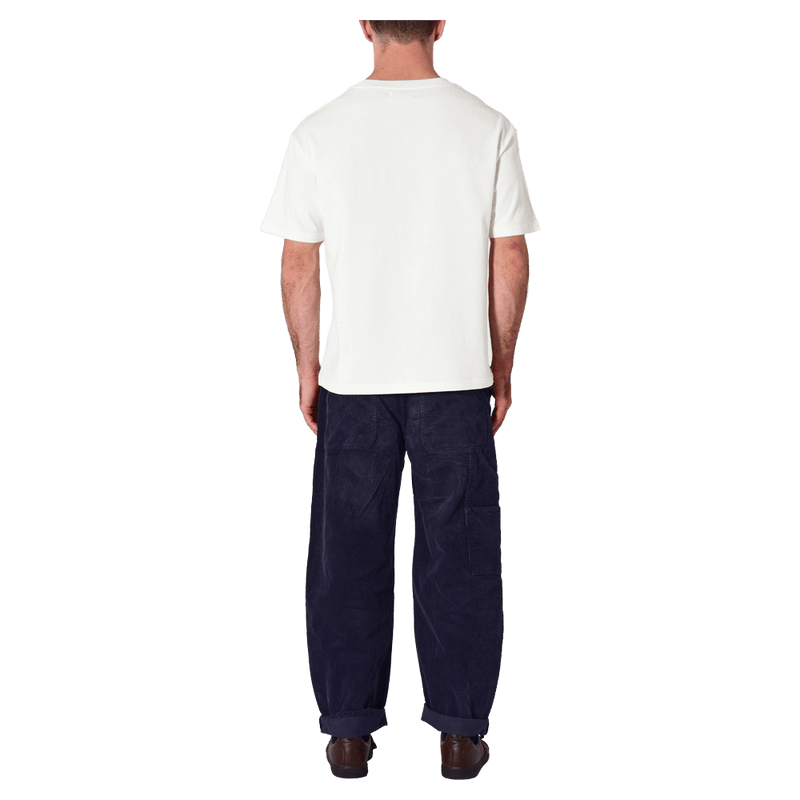 Back view of man in the Rollas Ezy Classic Tee in Colour Vintage White