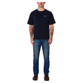 Front view of man in the Rollas Ezy Classic Tee in Colour Washed Black