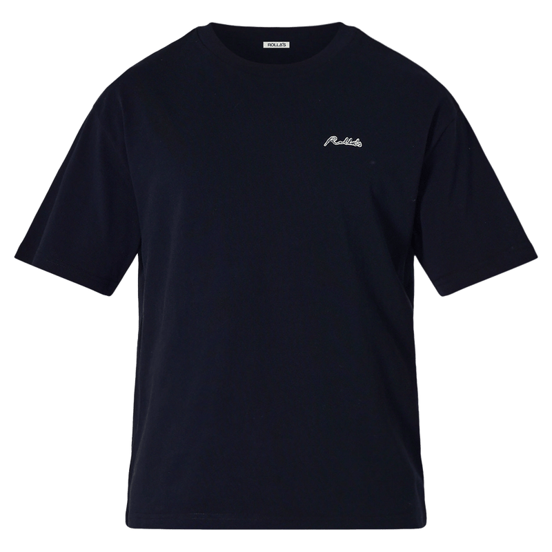 Front view of the Rollas Ezy Classic Tee in Colour Washed Black