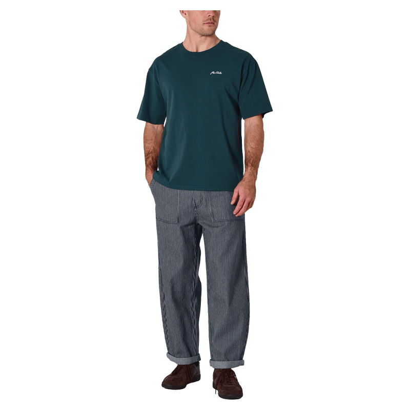 Front view of man in the Rollas Ezy Classic Tee in Colour Washed Pine