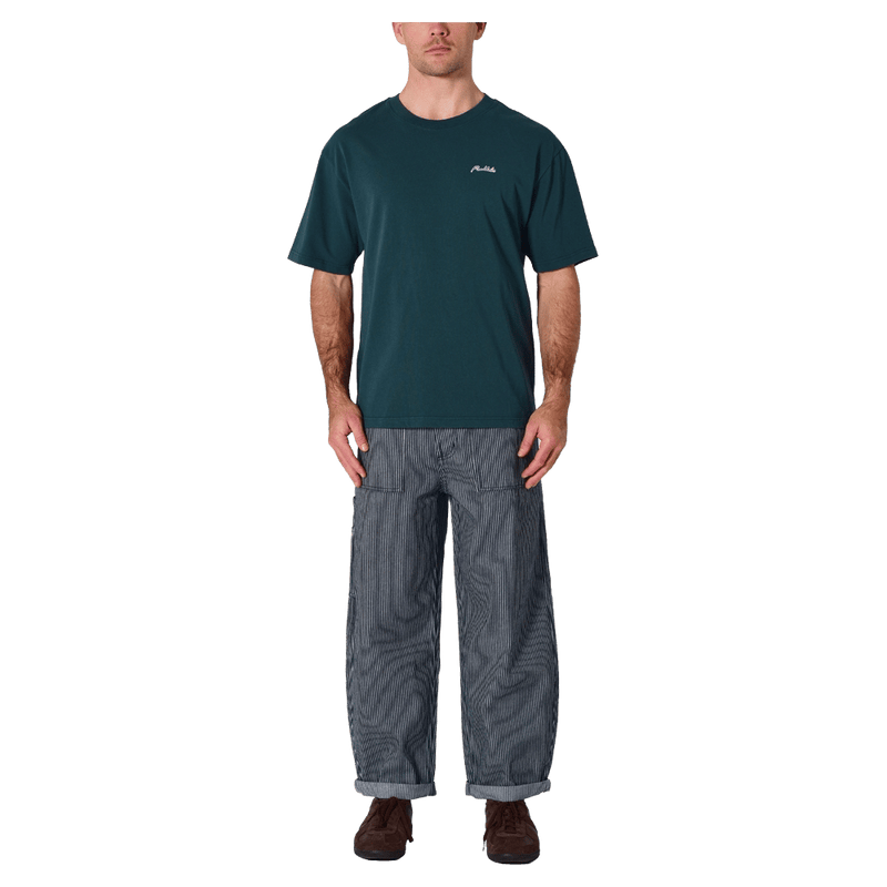 Front view of man in the Rollas Ezy Classic Tee in Colour Washed Pine
