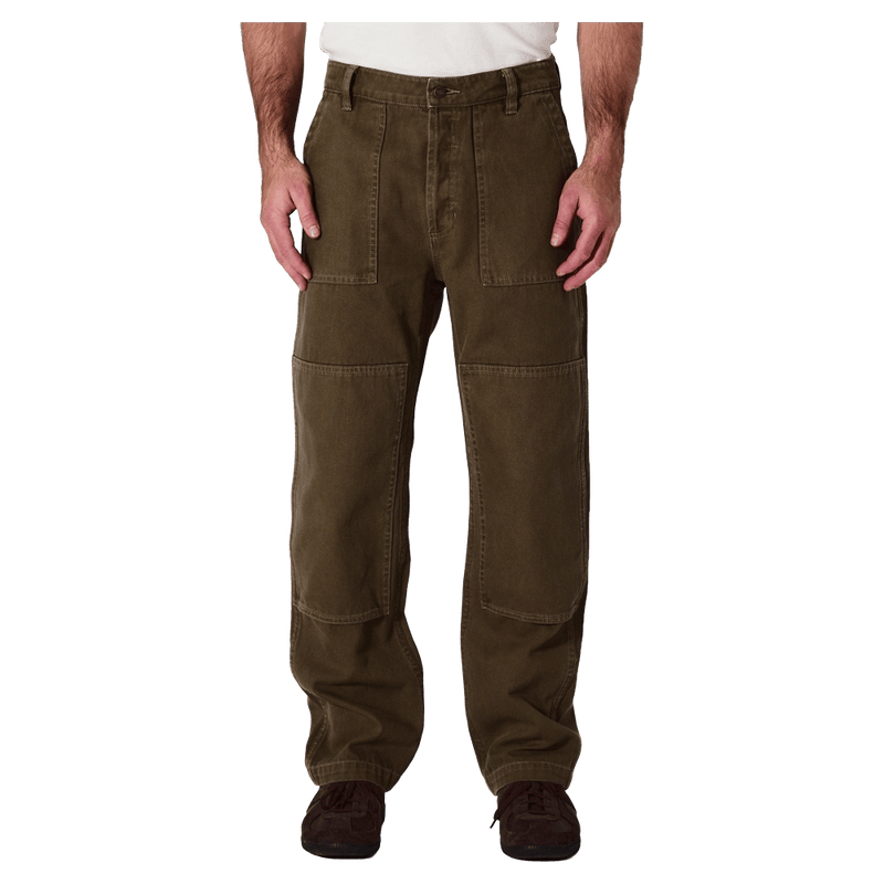 Front view of man in the Rollas Ezy Electric Jeans in colour Olive