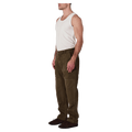 Side view of man in the Rollas Ezy Electric Jeans in colour Olive