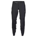 Women's black Fox Defend mountain bike pants with a ratchet waist closure, tapered fit, and laser-cut ventilation.
