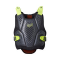 Fox Raceframe Impact Soft Back Guard featuring a grey perforated chest plate and neon yellow shoulder straps.