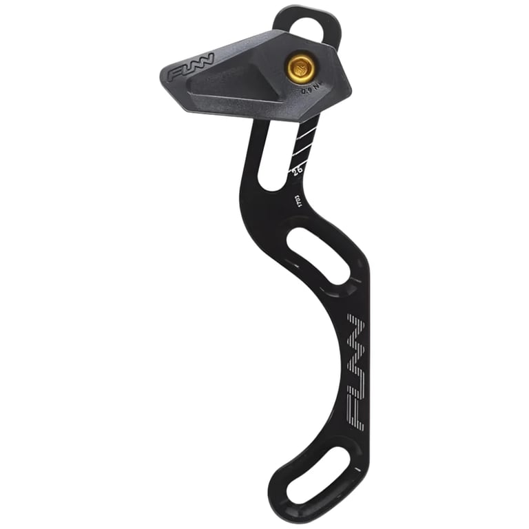 Main view of the Funn Zippa Lite Chain Guide in Black colourway, unisex model