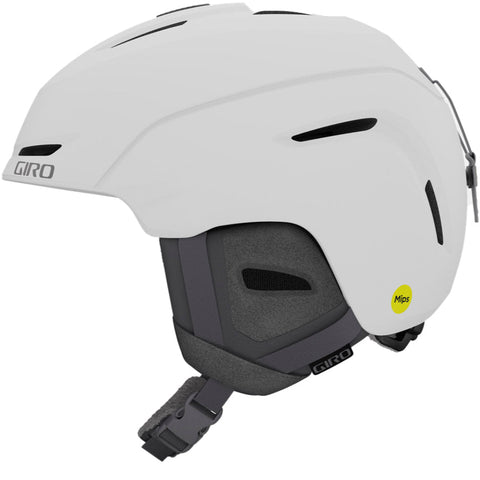 Side view of Giro Avera snow Helmet in White featuring MIPS protection, active ventilation, dial-fit system and lightweight 