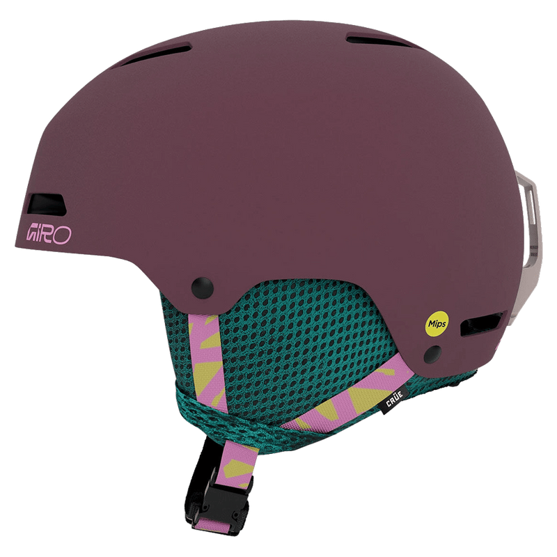 Side view of the Giro Crue MIPS Helmet in Namuk Mulberry colourway, KIDS's model