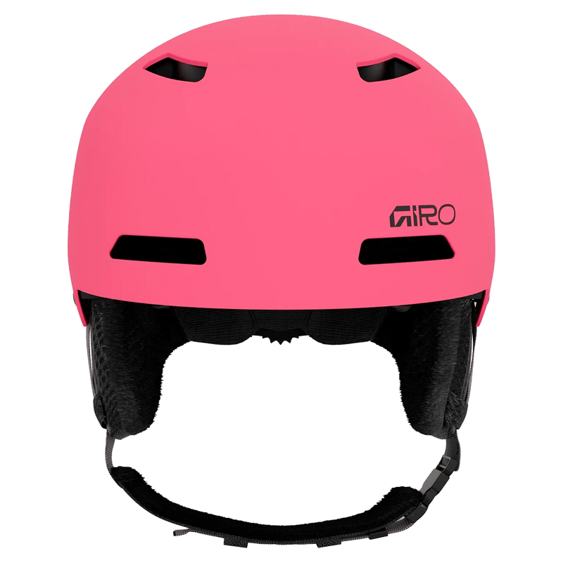 Front view of the Giro Crue MIPS Helmet in Matte Neon Pink colourway, KIDS's model