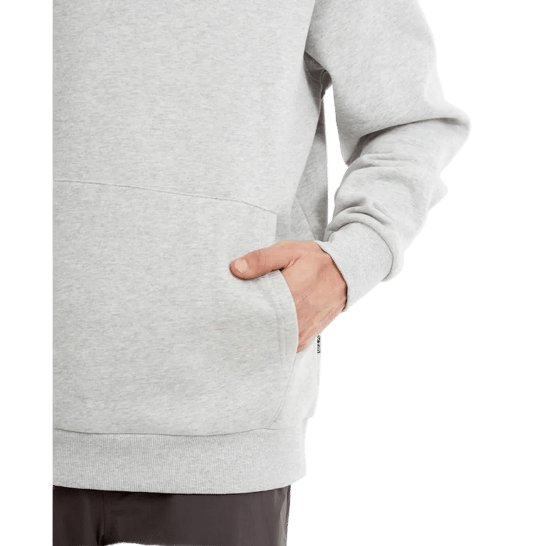 Detail view of the XTM Hyams Hoodie in Light Grey colourway, unisex's model