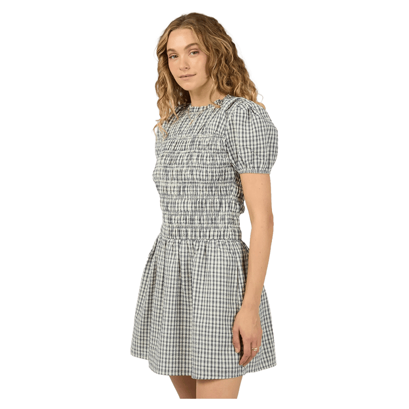 Side view of All About Eve Twiggy Mini Dress - Womens in colour Check.