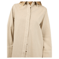 All About Eve Percy Shirt in beige, a women's long-sleeved button-down top with a pointed collar.