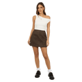 Full view of All About Eve Vanner Mini Skirt - Womens in colour Coffee.