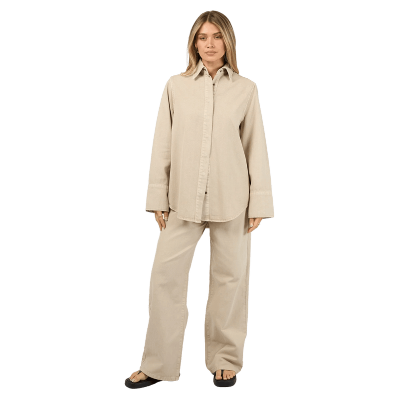 Full view of All About Eve Percy Shirt - Womens - in colour Beige.