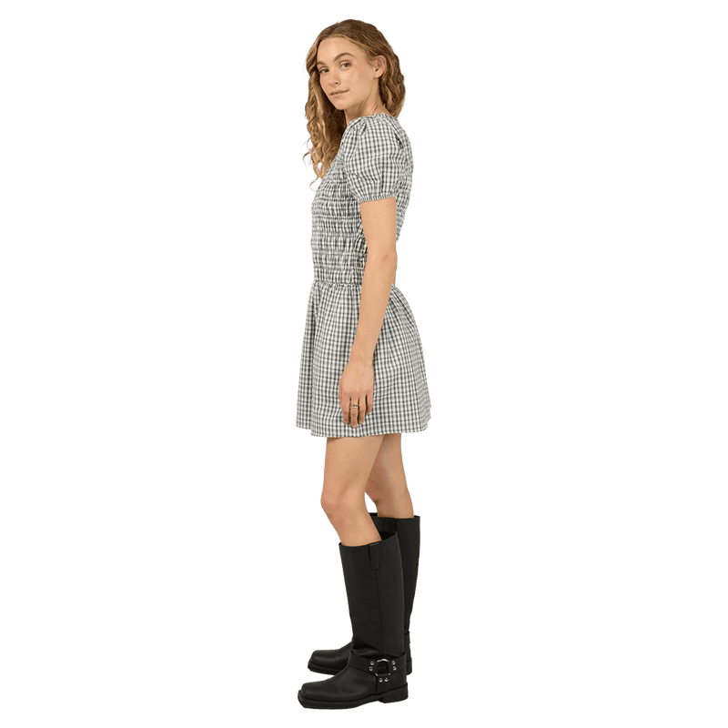 Side full Front view of All About Eve Twiggy Mini Dress - Womens in colour Check.