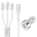 Dual USB Car Charger 3in1