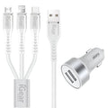 Dual USB Car Charger 3in1