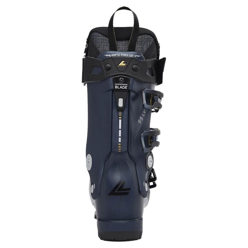Back view of the Lange Shadow 95 LV GW Ski Boots, blue titanium, women´s model.