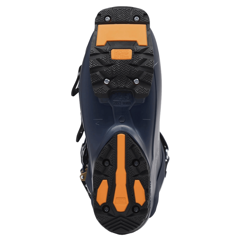 Sole view of the Lange Shadow 95 LV GW Ski Boots, blue titanium, women´s model.