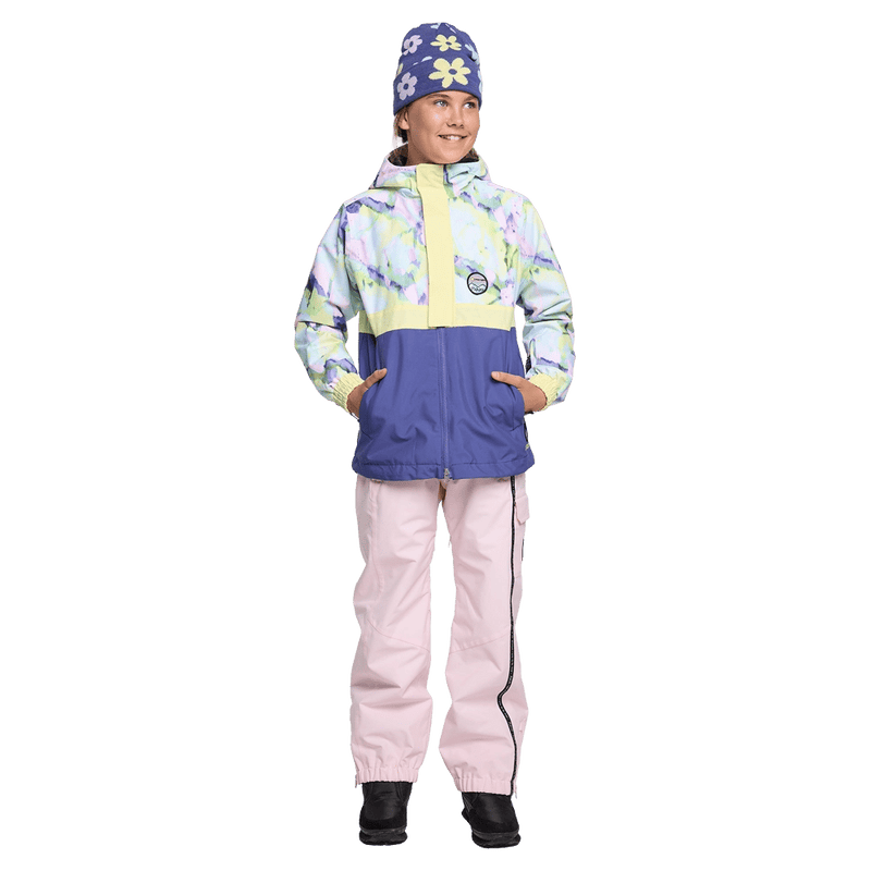 Front view of girl wearing Rojo Mini Me Jo Ski Jacket - Kids in colour Sorbet
