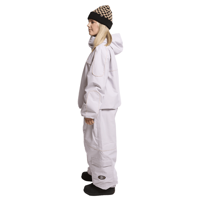 Side view of woman wearing the Rojo Nine Oh Ski Jacket - Womens in Thistle