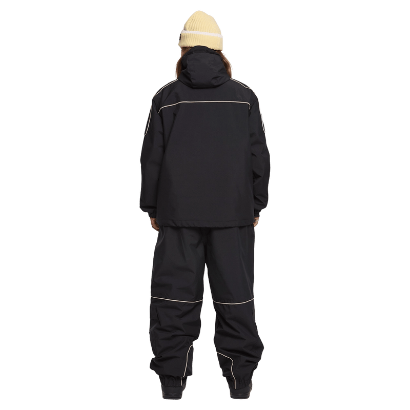 Back view of woman wearing the Rojo Nine Oh Ski Jacket - Womens in True Black