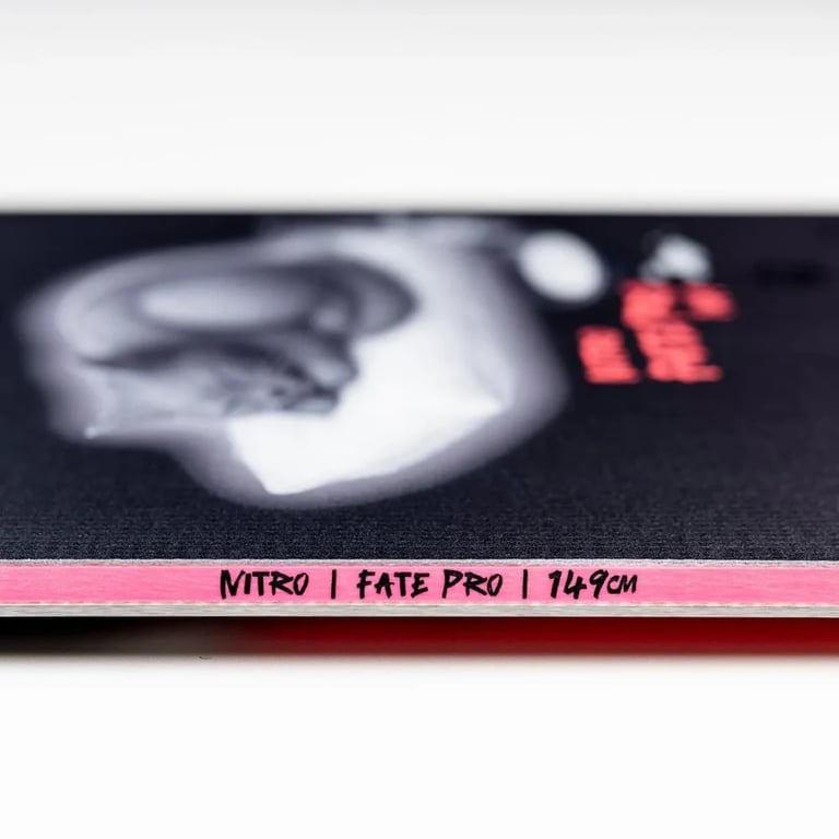 Nitro 2027 Fate Pro Snowboard sidewall close up