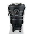Nitro Club Boa snowboard boot front view with black tongue, grey shell, and Boa lacing system with light blue cables.