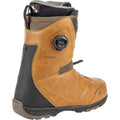 Tan Nitro Club Boa snowboard boot with black heel reinforcement and side Boa lacing dial from a rear-side angle.