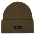 Main view of the Oakley B1B Gradient Patch Beanie, army green colour