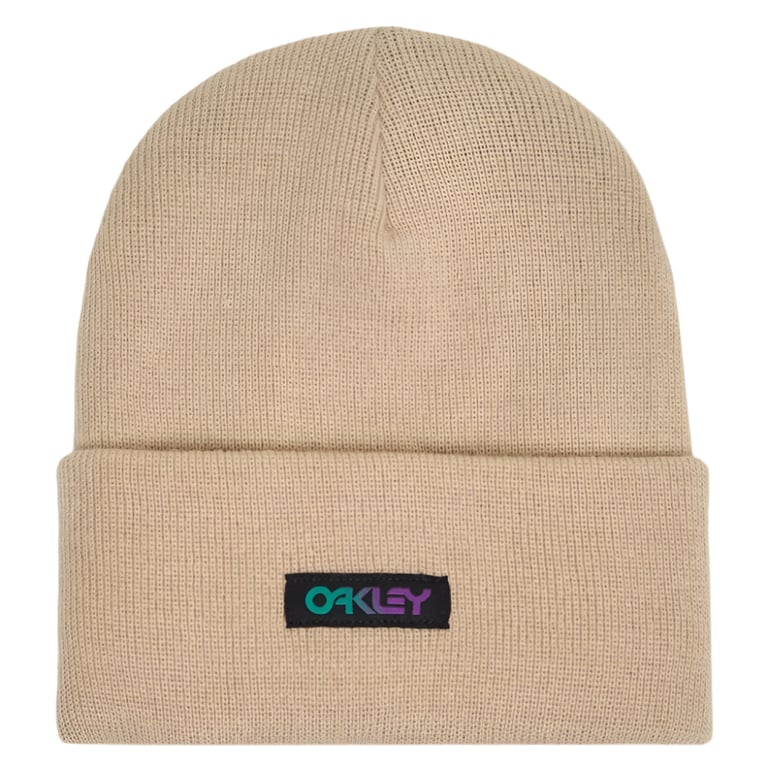 Main view of the Oakley B1B Gradient Patch Beanie, hummus colour