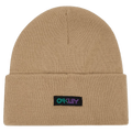 Main view of the Oakley B1B Gradient Patch Beanie, pebble colour