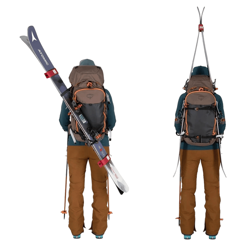 Backcountry view of the OSPREY Sopris 45L Magma Brown_Raven Black Bags,  26/27 Unisex's model