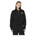 Main view of the PE NATION Established Oversized Quarter Zip Black Sweater,  26/27 Womens's model