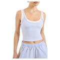 Close view of the PE NATION Forward Tank Heather Blue/Whisper White Tops,  26/27 Womens's model