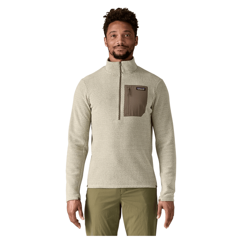 3 view of the Patagonia R1 Air Zip Neck Pelican 40246PLCN Fashion,  26/27 Unisex's model