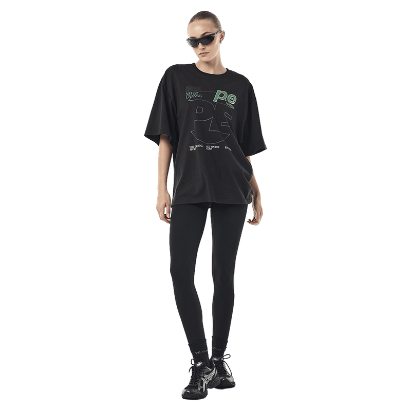 Full view of P.E Nation Current Oversized Tee - Womens in colour Black.