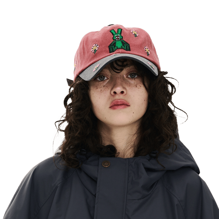 Square Block Rabbit Flower Cotton Cap
