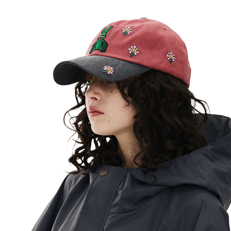 Square Block Rabbit Flower Cotton Cap