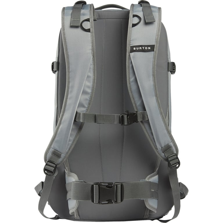 Back view of the Burton Sidehill Backcountry Backpack in Sharkskin colourway, unisex's model