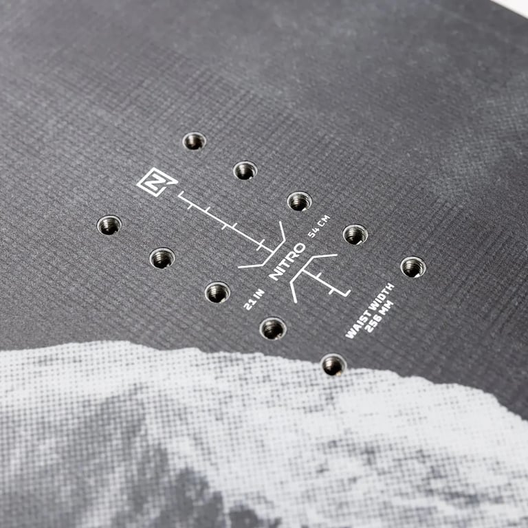 Nitro 2027 Prime Raw Snowboard inserts close up