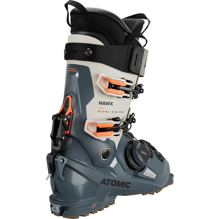 Rear view of the Atomic Hawx Ultra XTD 120 BOA GW Ski Boots in Storm Stone Orange