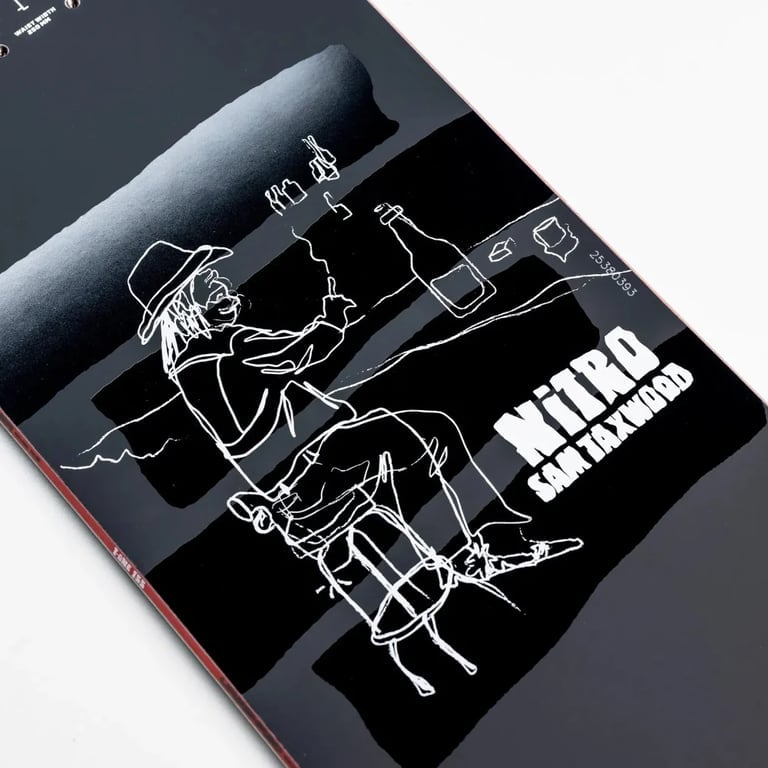 Nitro 2027 T1 Snowboard
Close up of Graphic - White line illustration of cowboy sitting at bar