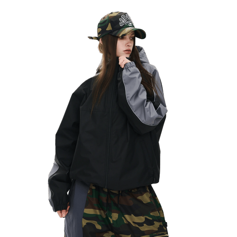 Light Weight Reflective Line Hooded Snowboard Jacket