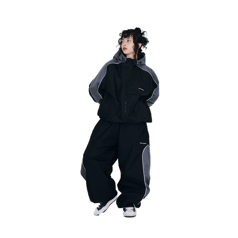Light Weight Reflective Line Super Wide Jogger Snowboard Pants